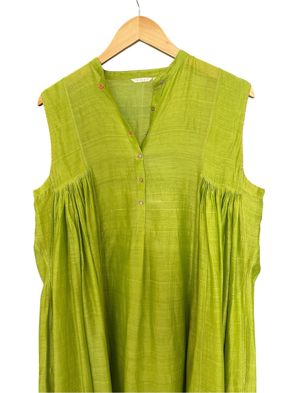 Injiri Cotton Silk Dress Green - Picture 3 of 6